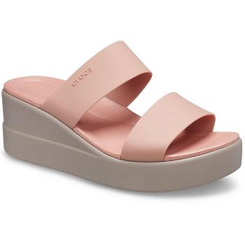 Crocs Brooklyn Mid Wedge Ruzove - Damske Šlapky Na Platforme